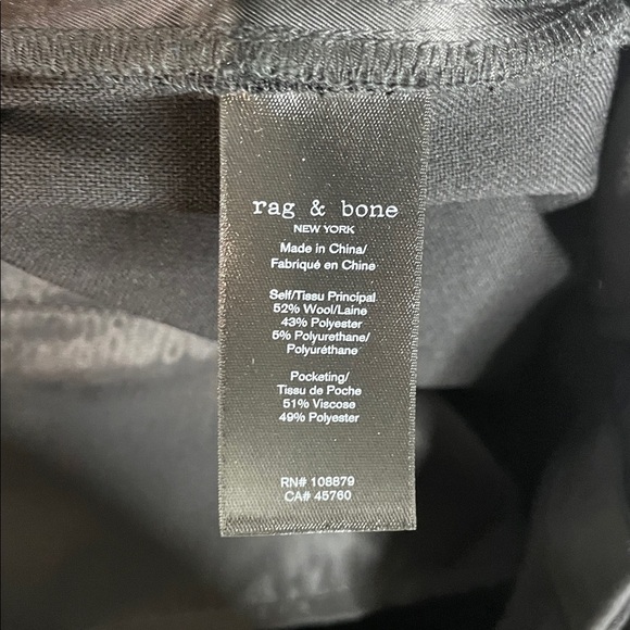 Rag & Bone | Women’s Black Cosette Stud Detail Pant Size 4 Wool Blend - Picture 10 of 10